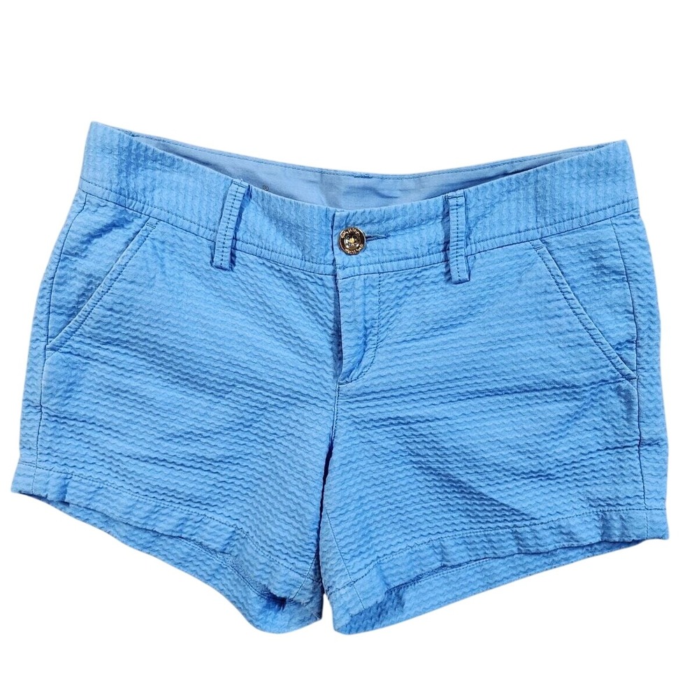 Lilly Pulitzer The Callahan Short Seersucker Preppy Casual Womens 4 Blue